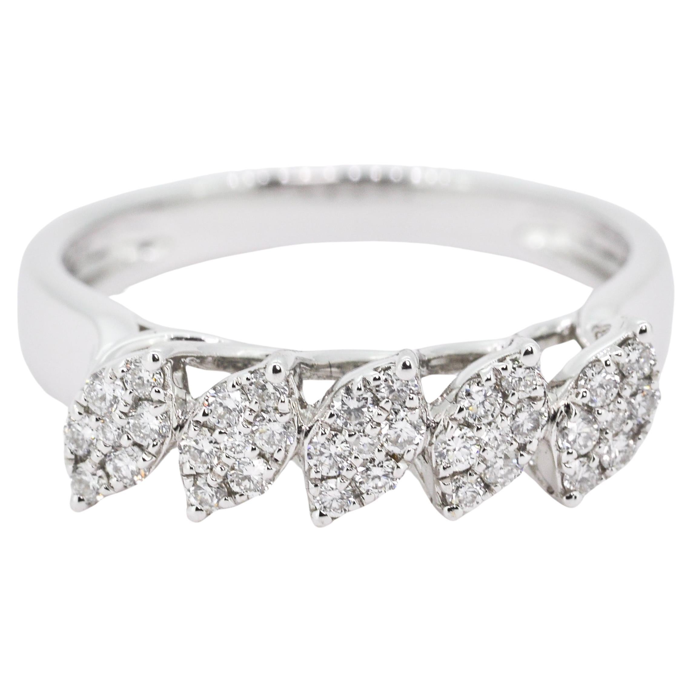 Natural Diamond 0.28 carats 18KT White Gold Cluster Marquise Shape Ring