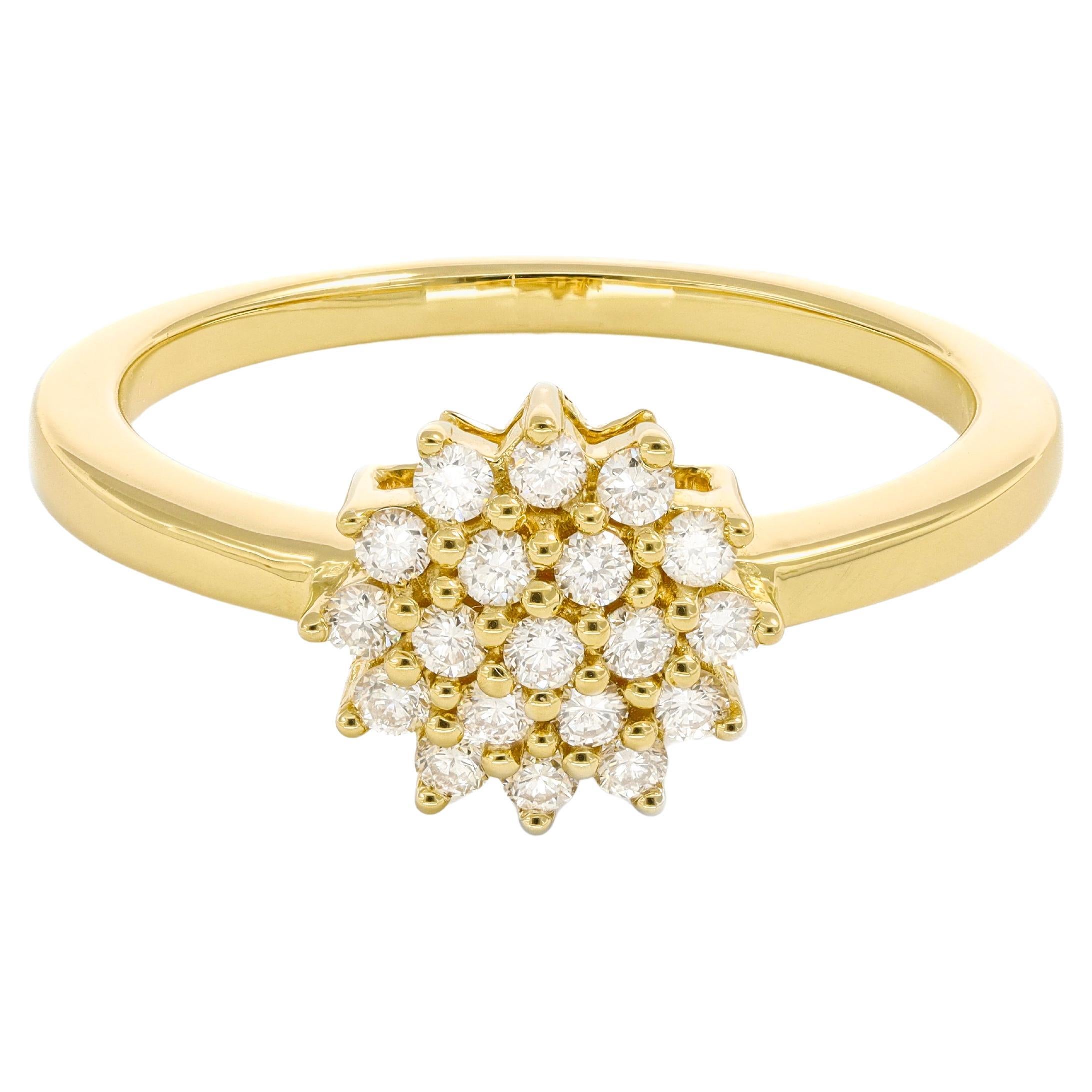 Natürlicher Diamant 0,30 Karat 18 Karat Gelbgold Cluster Verlobungsring