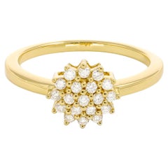 Natürlicher Diamant 0,30 Karat 18 Karat Gelbgold Cluster Verlobungsring
