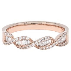 Anello con diamante naturale da 0,30 carati in oro rosa 18KT DNA Felix a mezza banda