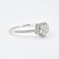 Natural Diamond 0.30 carats 18KT White Gold Floral Cluster Engagement Ring