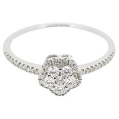 Natural Diamond 0.30 carats 18KT White Gold Floral Cluster Engagement Ring