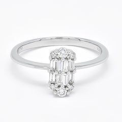 Diamante naturale da 0,30 carati in oro bianco 18 carati Anello di fidanzamento moderno per l'anniversario