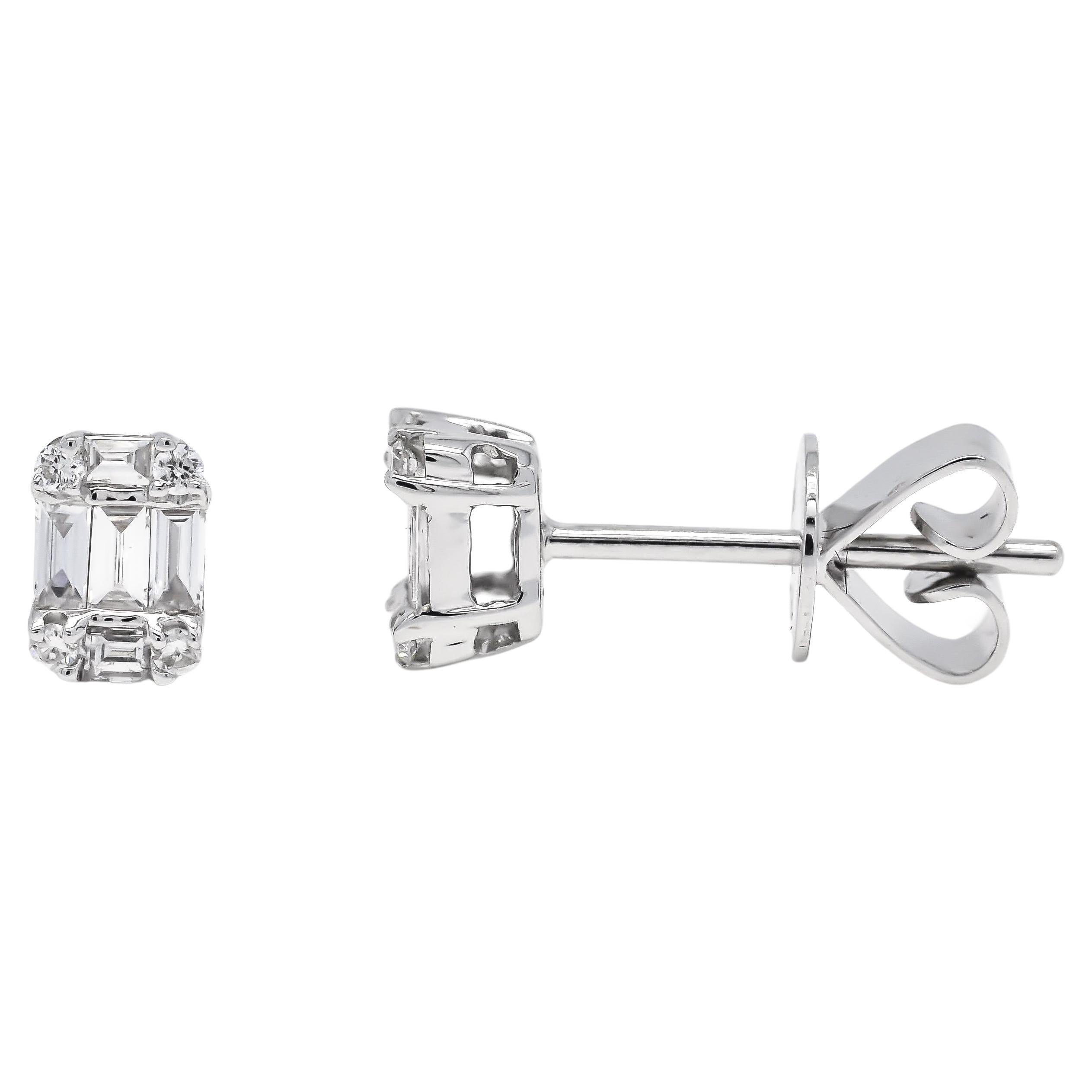  Natural Diamond 0.30 cts 18 Karat White Gold Modern Stud Earrings E54743 For Sale