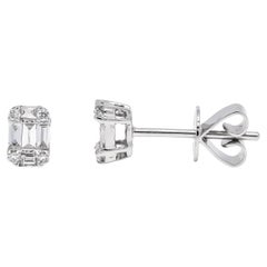  Clous d'oreilles modernes E54743 en or blanc 18 carats avec diamants naturels 0,30 carat