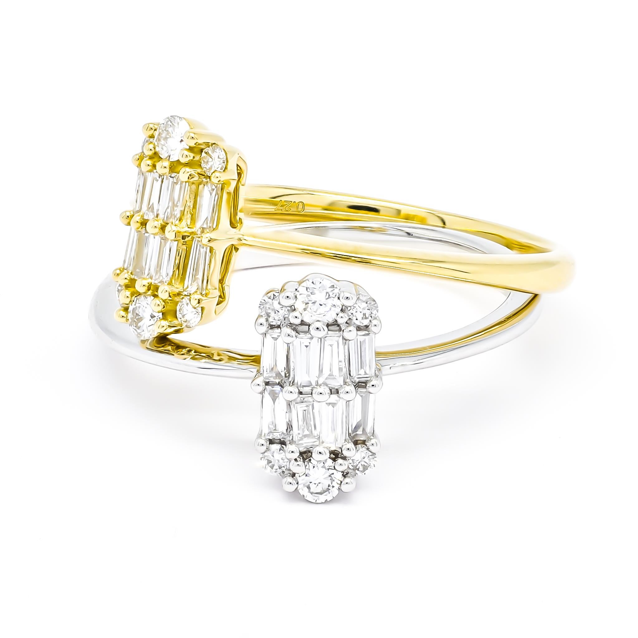 Bague de fiançailles d'anniversaire moderne en or jaune 18 carats avec diamant naturel de 0,30 carat en vente 2
