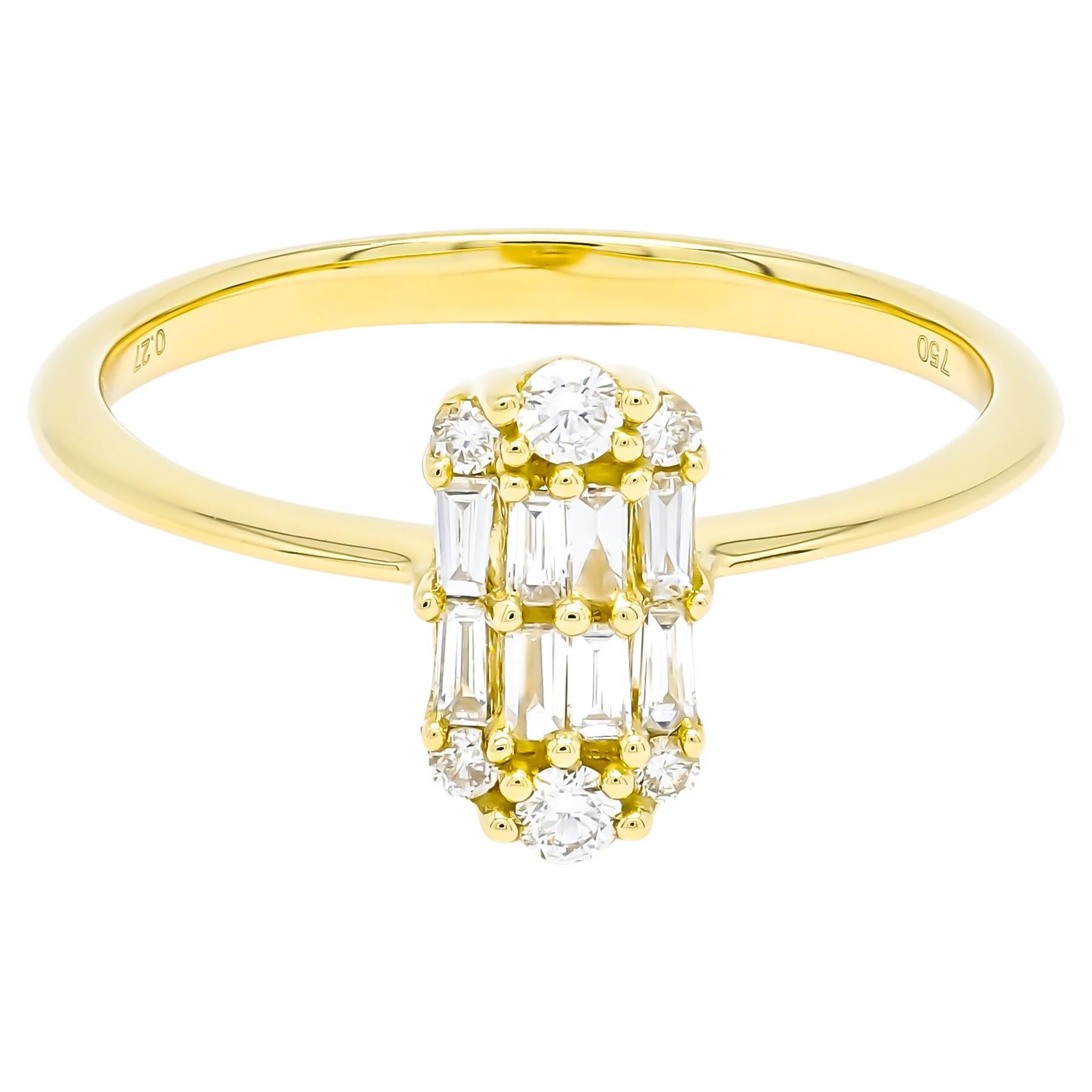 Natural Diamond 0.30 cts 18 Karat Yellow Gold Modern Engagement Anniversary Ring