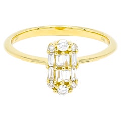 Natural Diamond 0.30 cts 18 Karat Yellow Gold Modern Engagement Anniversary Ring