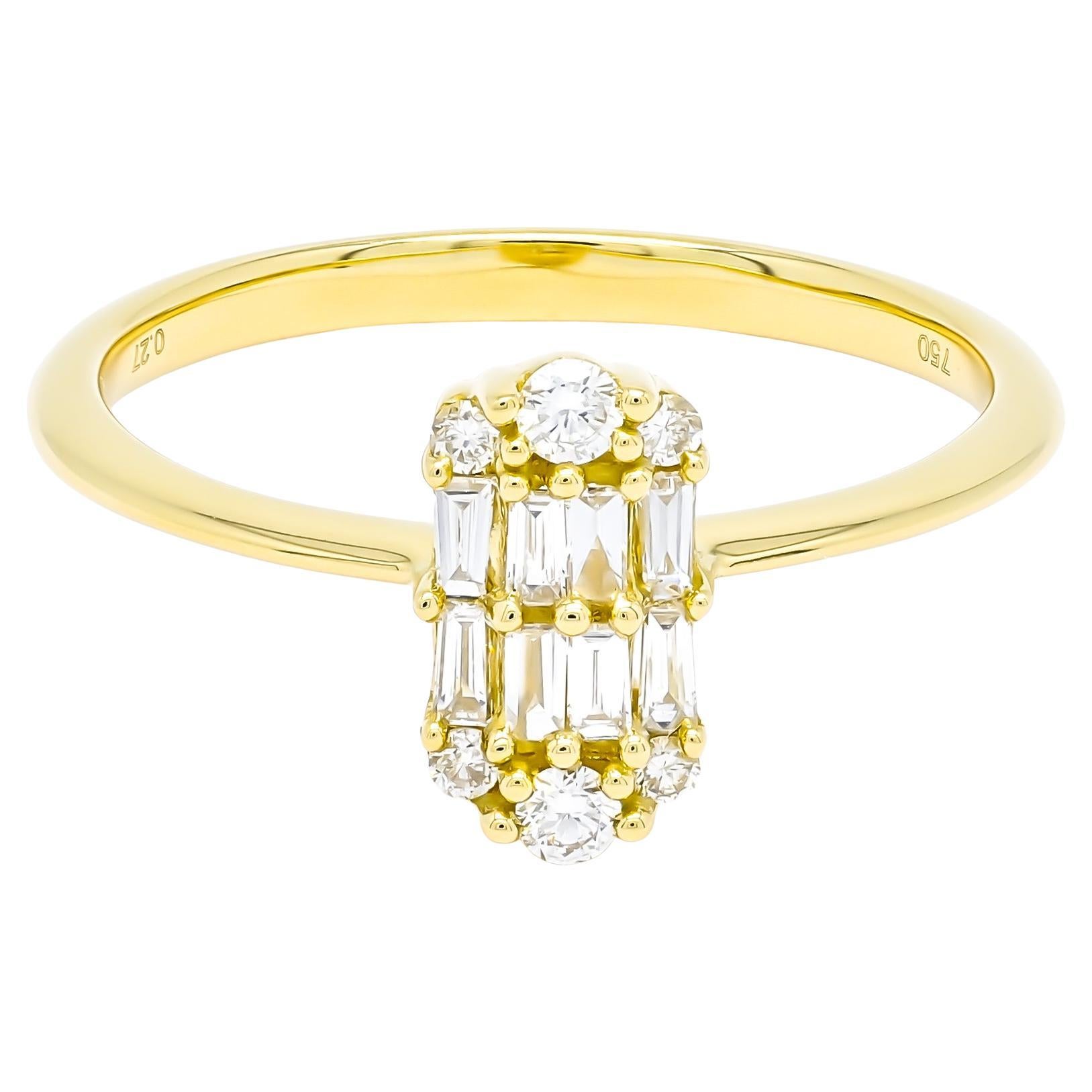Bague de fiançailles d
anniversaire moderne en or jaune 18 carats avec diamant naturel de 0,30 carat