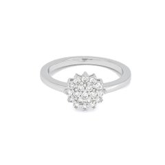 Anello di fidanzamento con diamante naturale da 0,32 carati in oro bianco 18 carati a grappolo