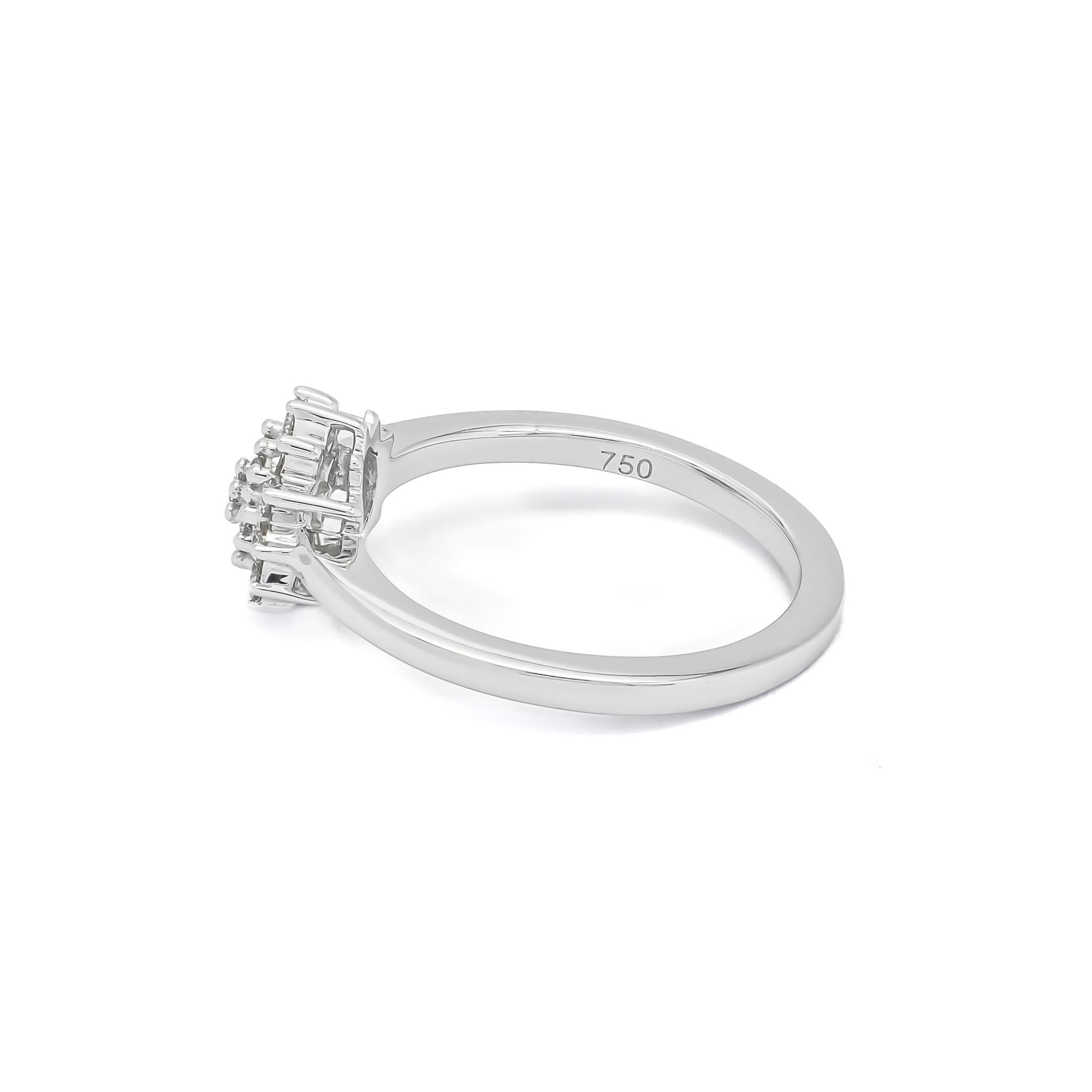 Brilliant Cut Natural Diamond 0.30 carats 18 Karat White Gold Diamond Cluster Engagement Ring For Sale