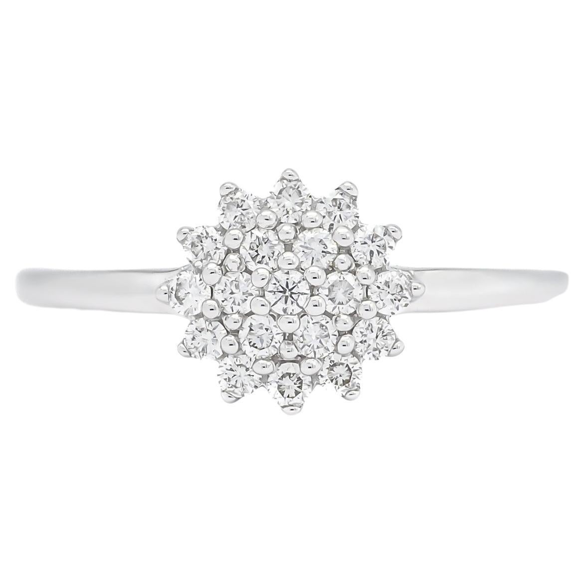 Natural Diamond 0.32 carats 18 Karat White Gold Diamond Cluster Engagement Ring