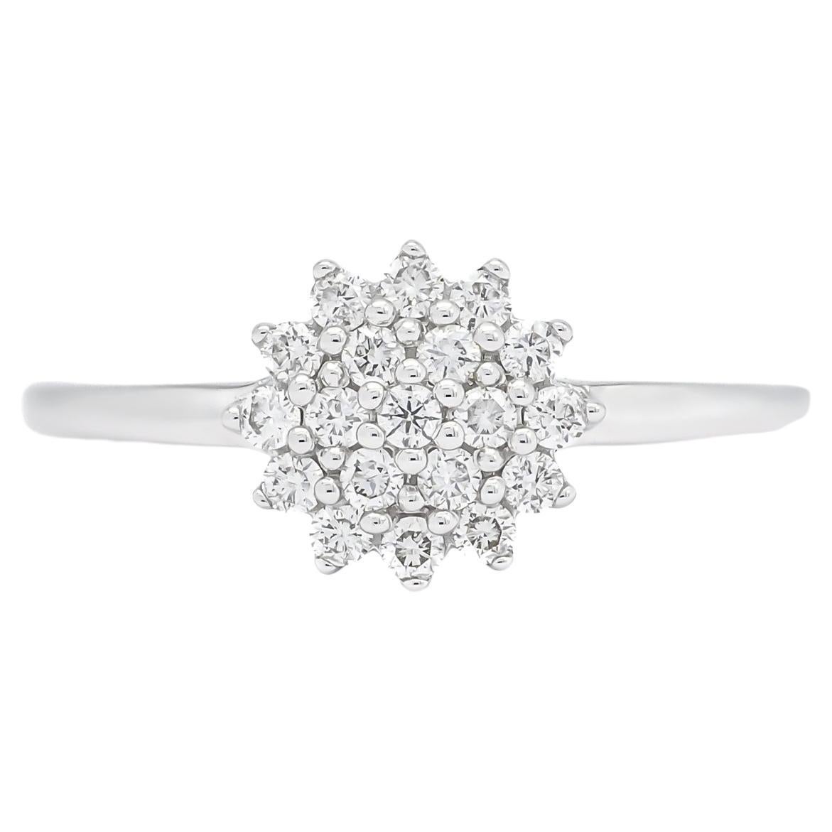 Bague de fiançailles grappe de diamants naturels de 0,30 carat en or blanc 18 carats