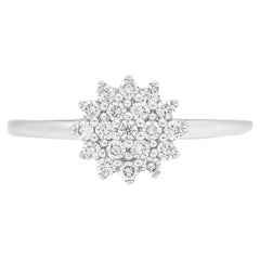 Natural Diamond 0.30 carats 18 Karat White Gold Diamond Cluster Engagement Ring