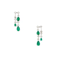 Naturdiamant 0,30cts & Smaragd 0,74cts Ohrring in 18k Gold