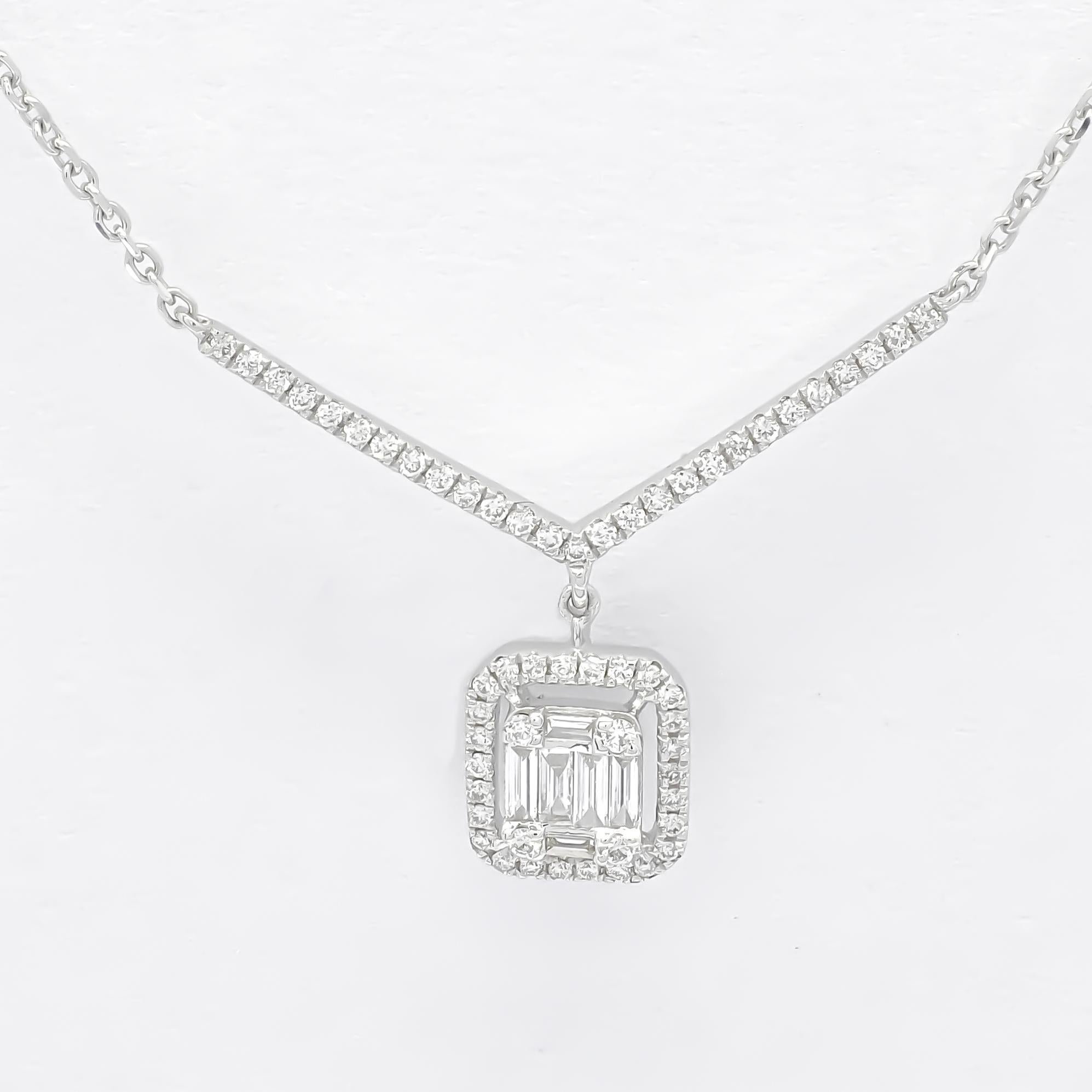 Natural Diamond 0.31 carats 18 Karats White Gold Single Row Chain Necklace  In New Condition For Sale In Antwerpen, BE