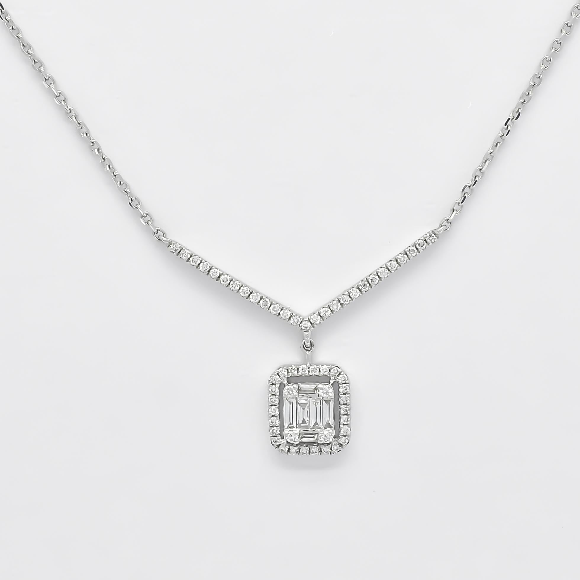 Natural Diamond 0.31 carats 18 Karats White Gold Single Row Chain Necklace  For Sale 1