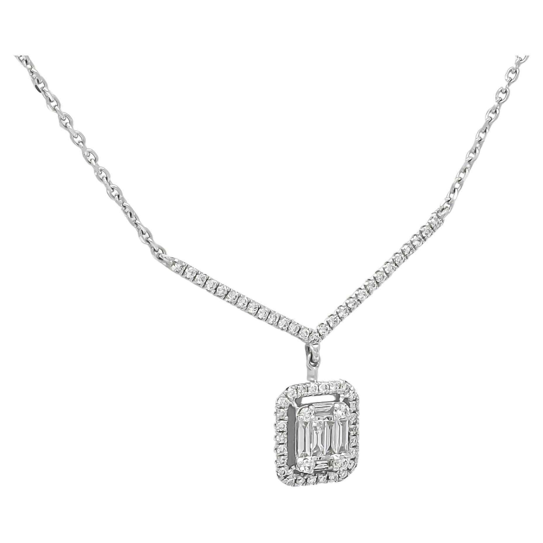 Natural Diamond 0.31 carats 18 Karats White Gold Single Row Chain Necklace  For Sale