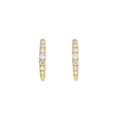 Natural Diamond 0.33 Carats 18 Karats Yellow Gold Hoop Huggie Earrings
