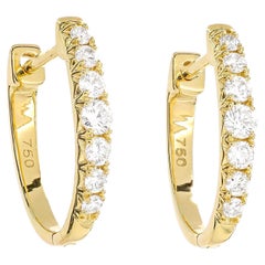 Natürlicher Diamant 0,33 Karat 18 Karat Gelbgold Creolen Huggie-Ohrringe mit Diamanten