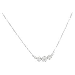 Natural Diamond 0.33 carats 18 KT White Gold Chain Cluster Pendant Necklace 