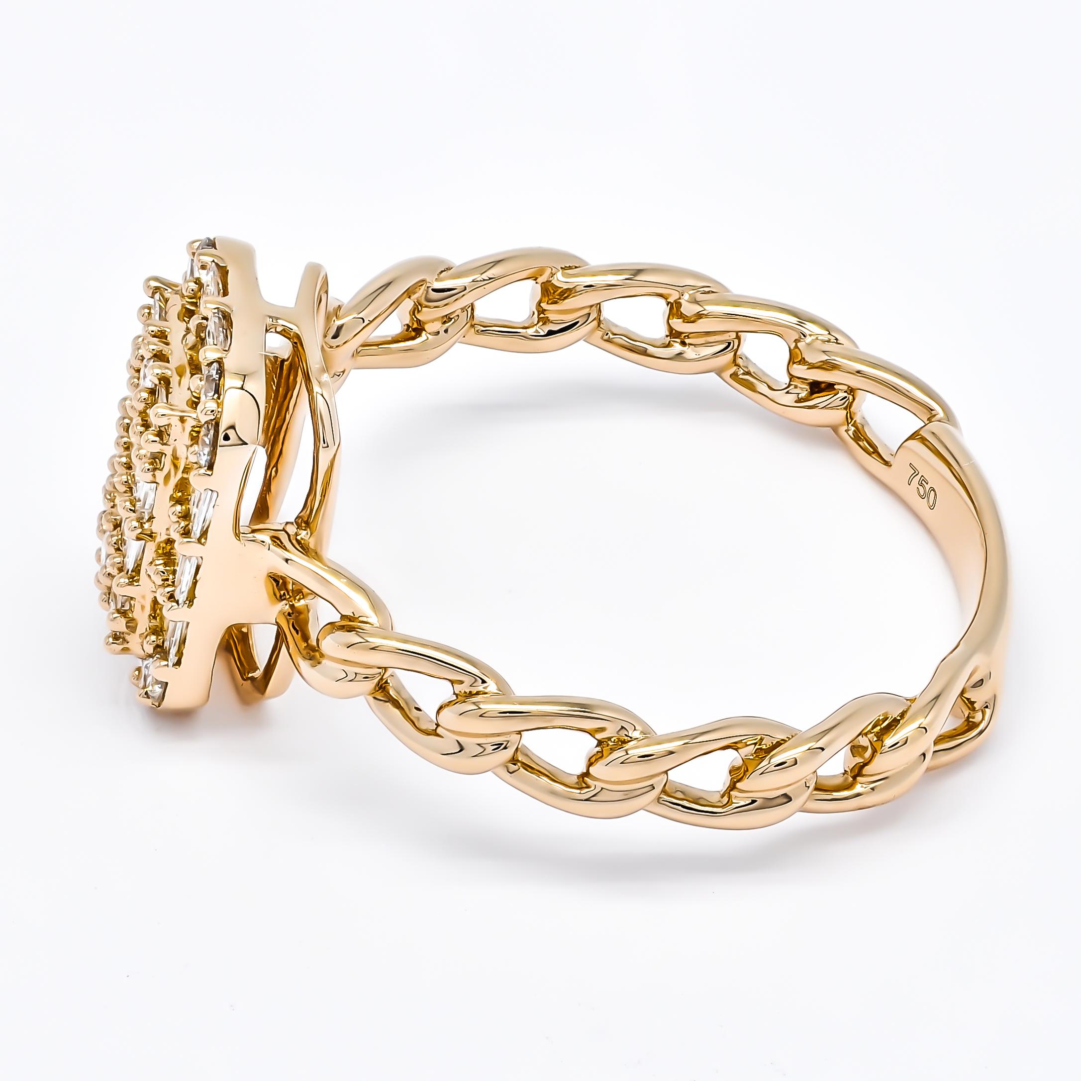 Moderne Bague à maillons en or rose 18 carats avec diamant naturel de 0,33 carat en vente