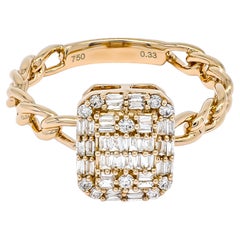 Bague à maillons en or rose 18 carats avec diamant naturel de 0,33 carat