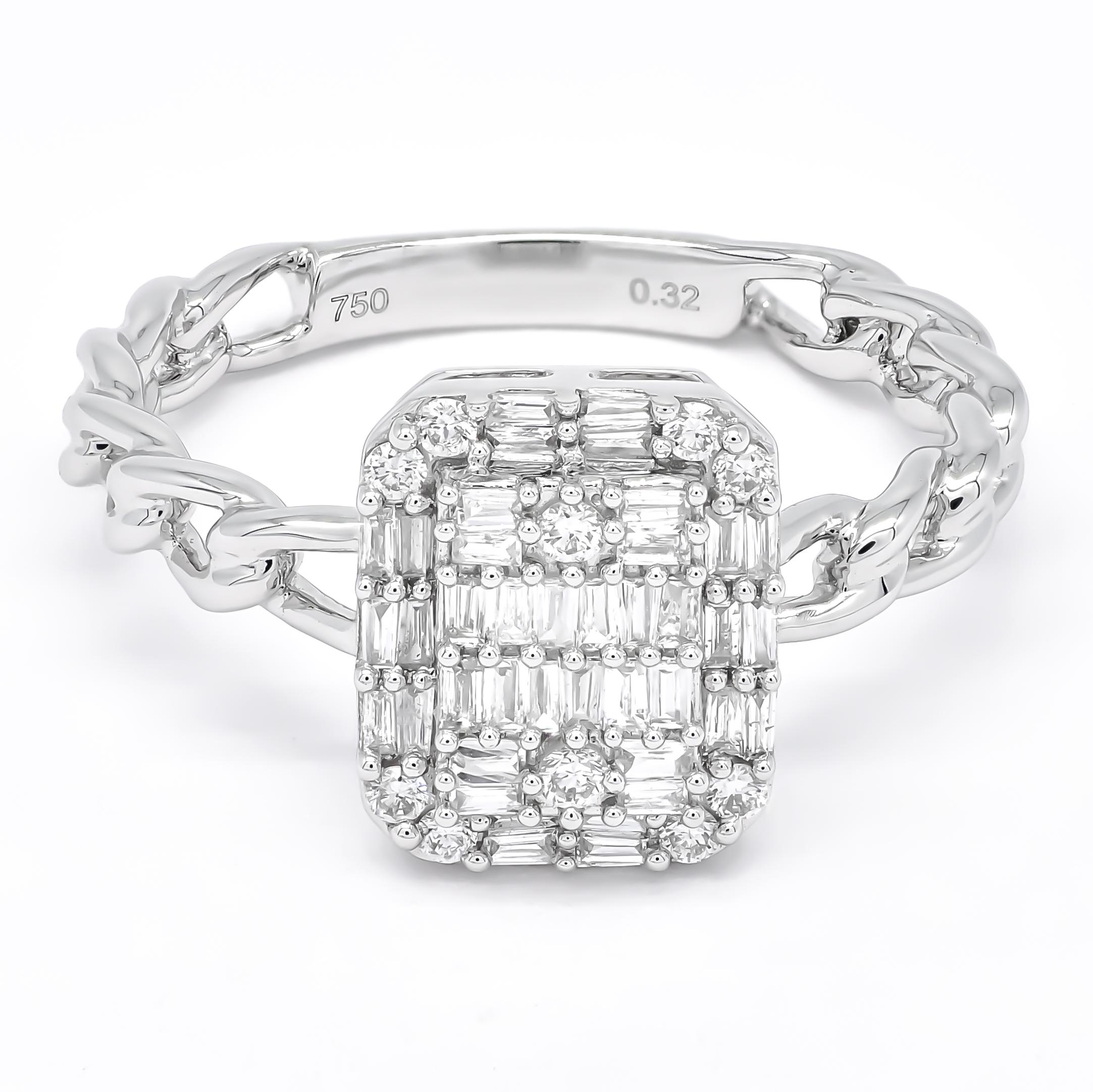 Bague à maillons en or jaune 18 carats avec diamant naturel de 0,33 carat en vente 4