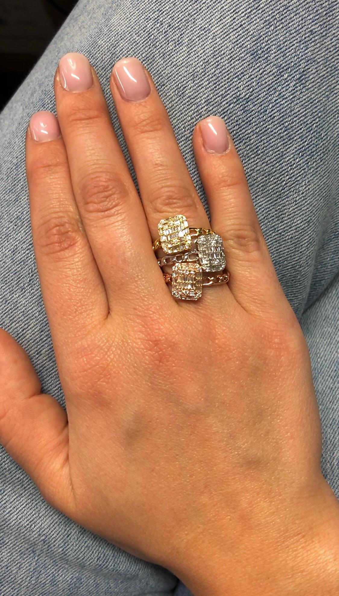 Bague à maillons en or jaune 18 carats avec diamant naturel de 0,33 carat Unisexe en vente