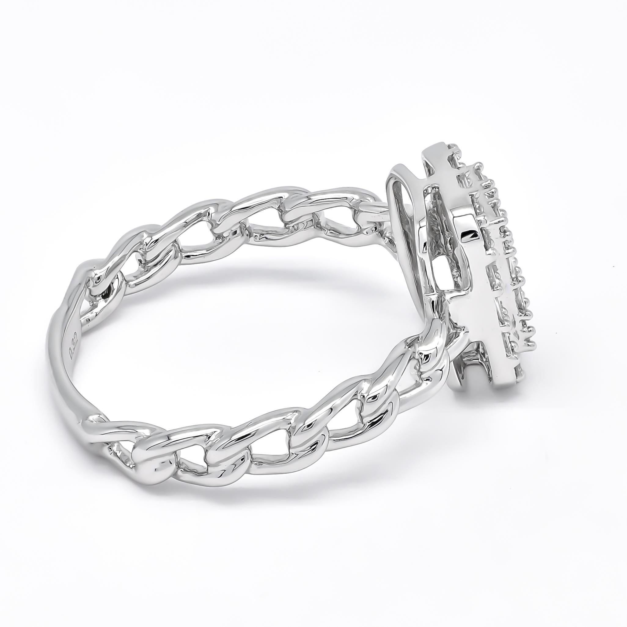 Bague à maillons en or jaune 18 carats avec diamant naturel de 0,33 carat en vente 3