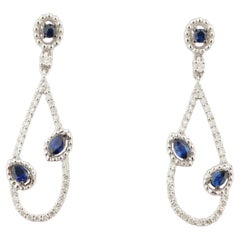 Natürlicher Diamant 0,33cts & Blauer Saphir 0,27cts Ohrring in 18k Gold