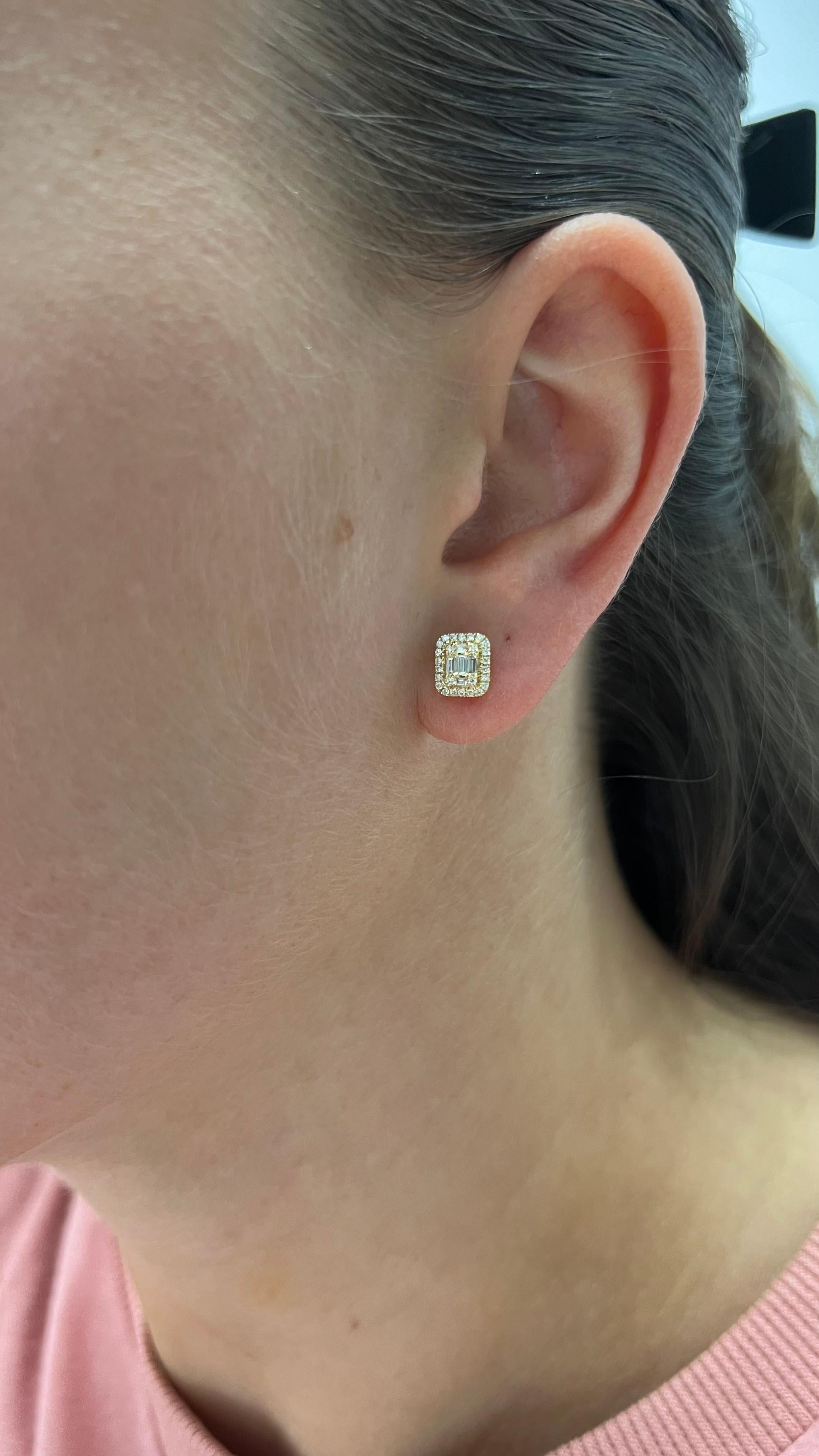 Pendiente de oro amarillo de 18 quilates con diamante natural de 0,34 quilates en venta 2