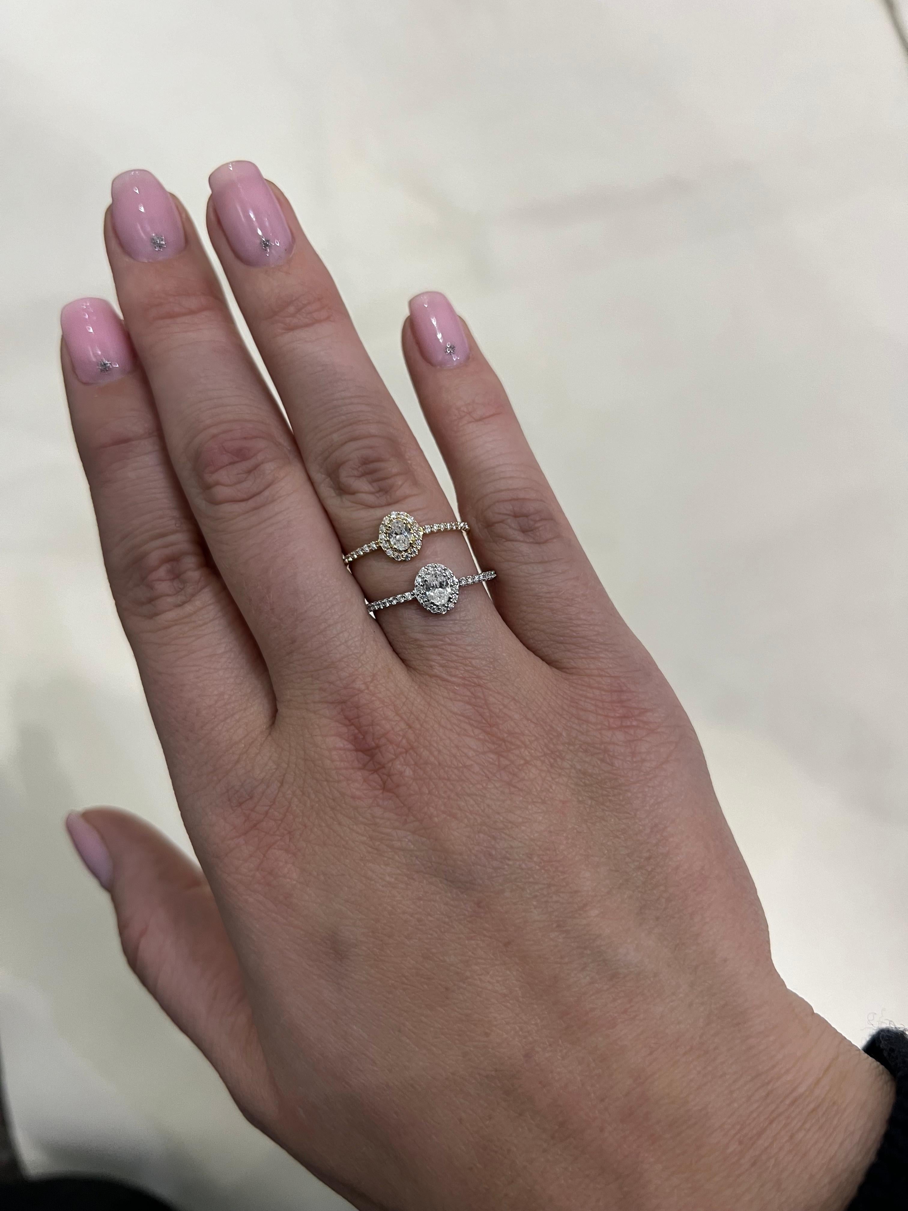 Bague de fiançailles solitaire en or blanc 18 carats avec diamant naturel de 0,35 carat  en vente 7