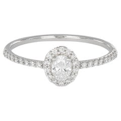 Bague de fiançailles solitaire en or blanc 18 carats avec diamant naturel de 0,35 carat 