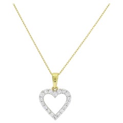 Natural Diamond 0.35 carats 18 Karat Yellow Gold  Heart Pendant Chain Necklace