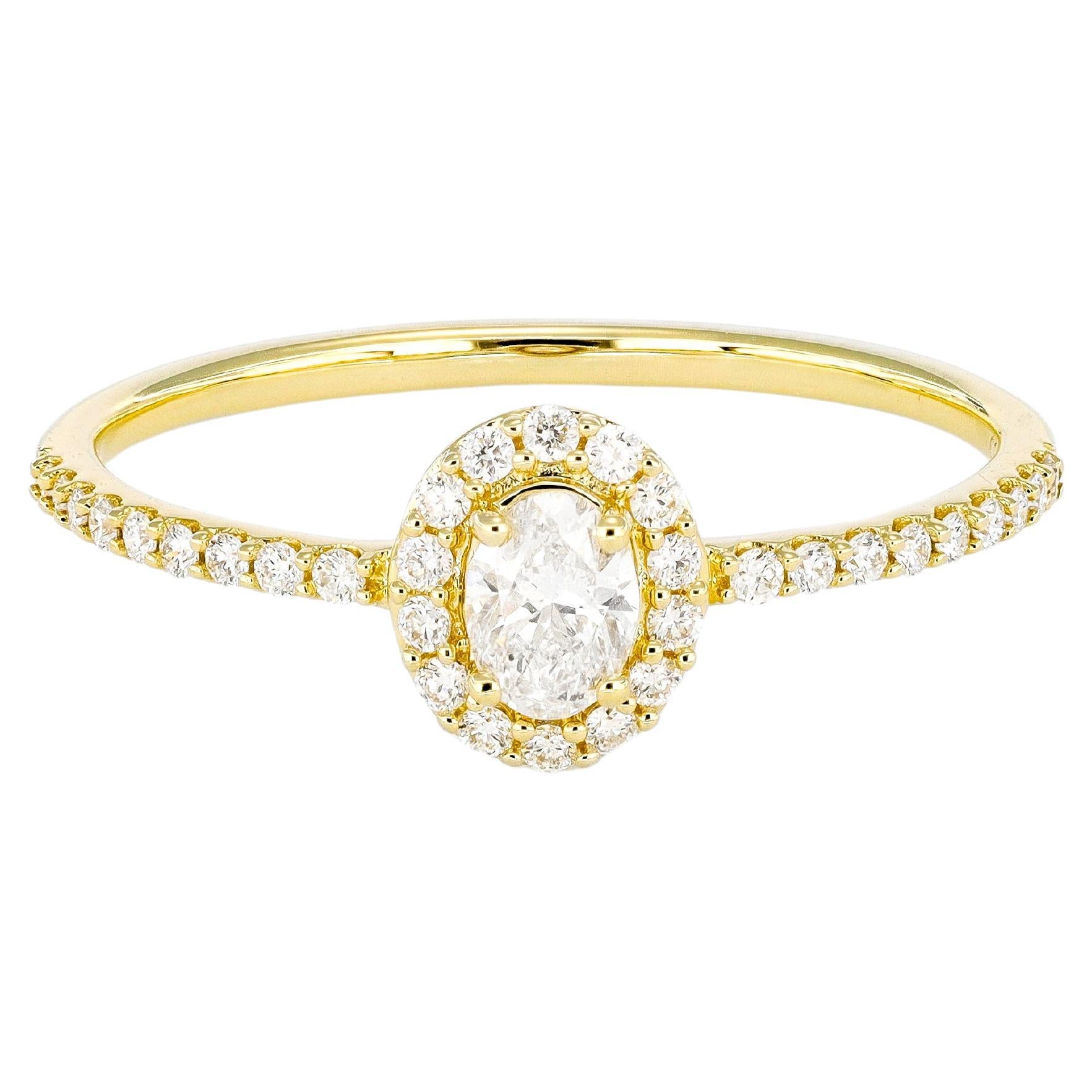 Natural Diamond 0.35 Carats 18 Karat Yellow Gold Solitaire Engagement Ring 