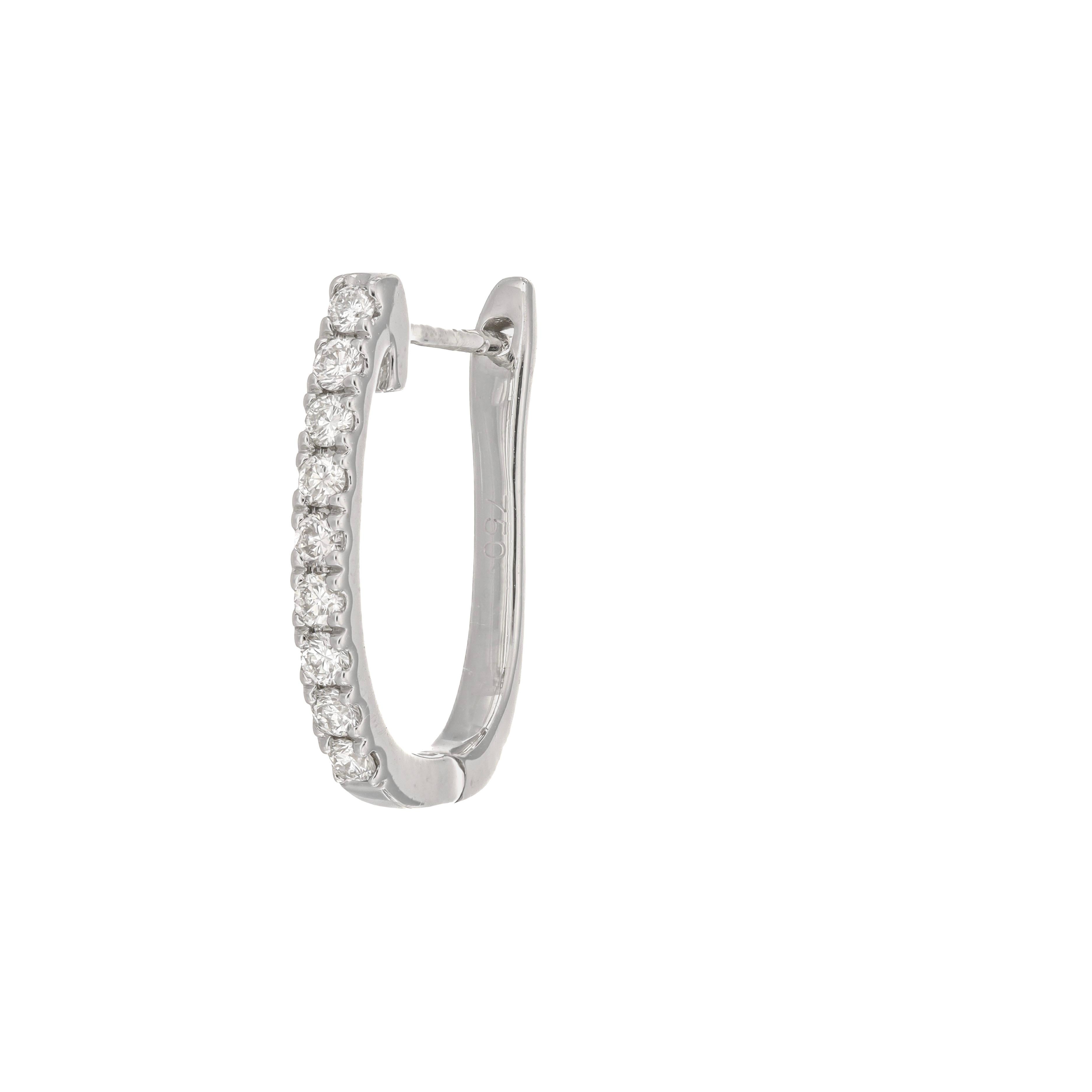 Natural Diamond 0.35 Carats 18 Karats Yellow Gold Hoop Huggie Earrings  For Sale 5