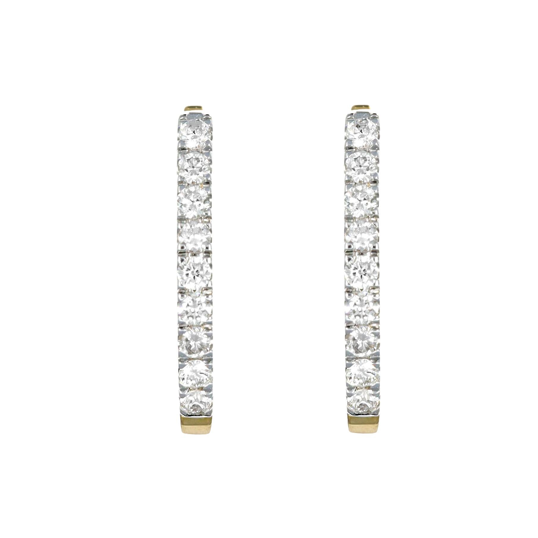 Créoles huggies en or jaune 18 carats et diamants naturels 0,35 carats en vente 7