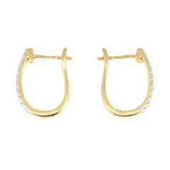 Natural Diamond 0.35 Carats 18 Karats Yellow Gold Hoop Huggie Earrings