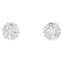 Natural Diamond 0.35 carats 18KT White Gold Classic Cluster Earrings