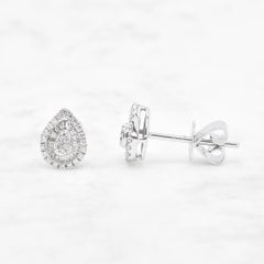 Natural Diamond 0.37 carats 18KT White Gold Drop Shape Stud Earrings