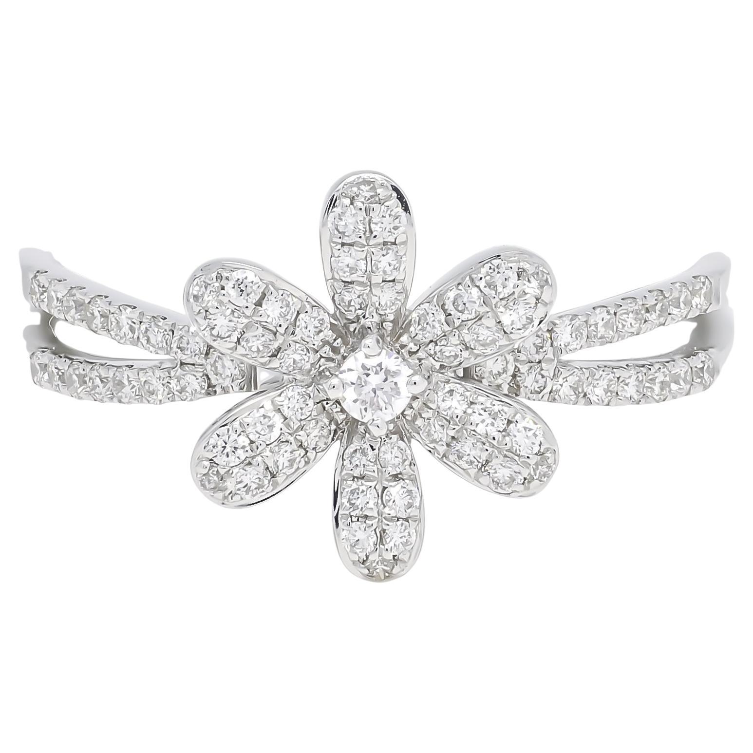 Bague grappe florale en or blanc 18 carats avec diamant naturel 0,37 carat Neuf - En vente à Antwerpen, BE