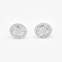 Natural Diamond 0.40 carats 18KT White Gold Oval Shape Stud Earrings