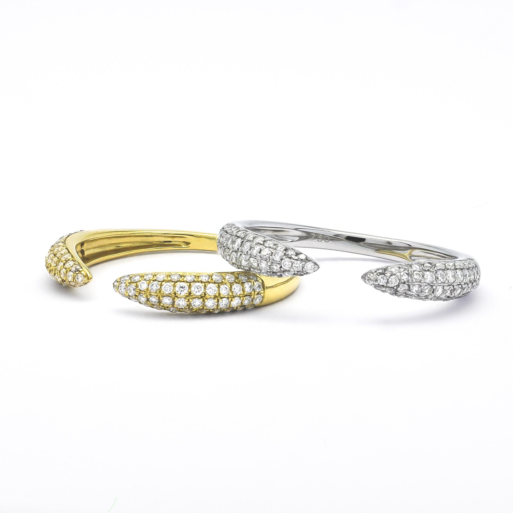 Modern Natural Diamond 0.35CT 18 Karat White Gold Pavé Minimalistic Ring For Sale