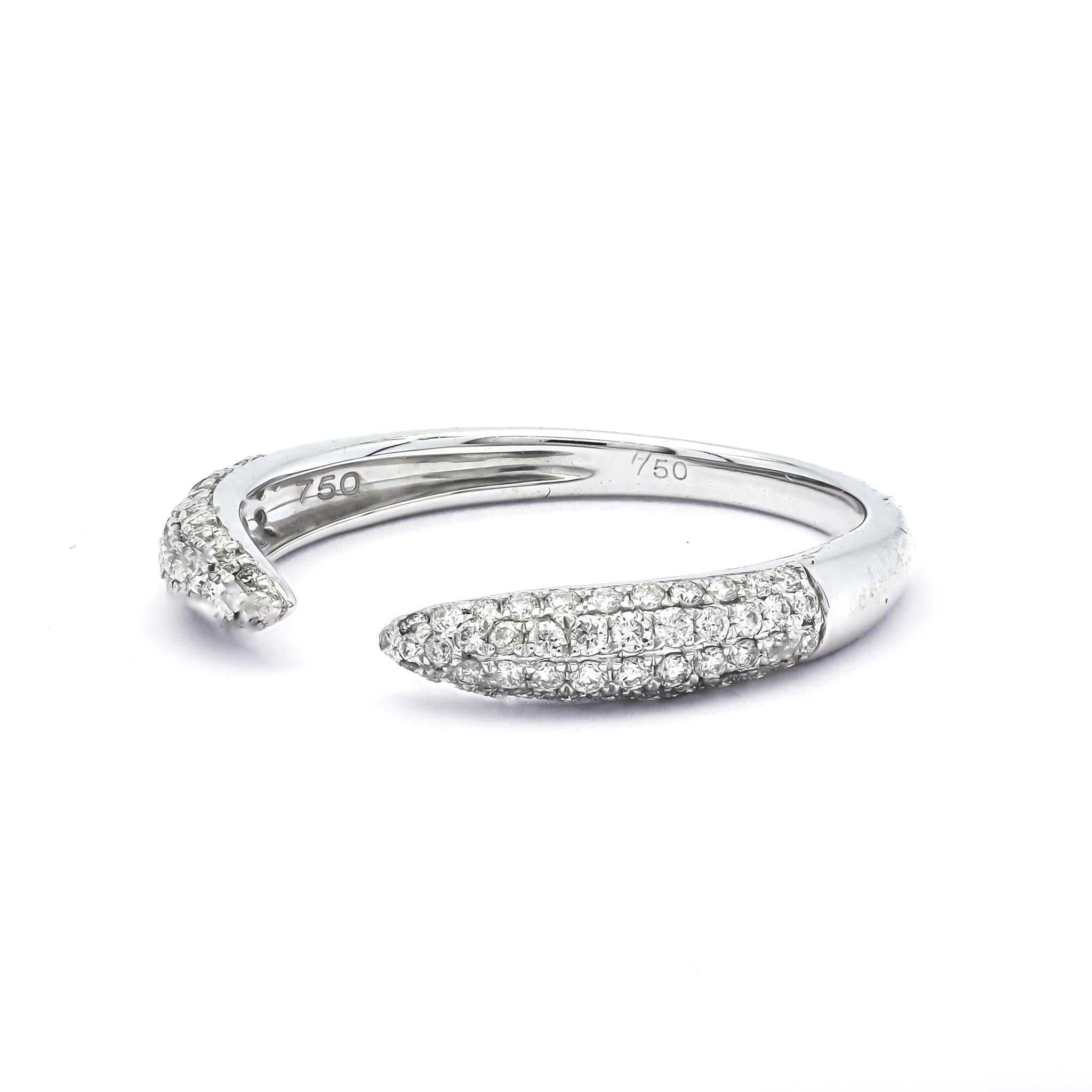 Women's Natural Diamond 0.35CT 18 Karat White Gold Pavé Minimalistic Ring For Sale