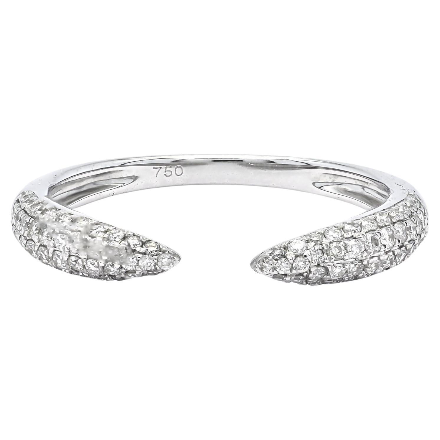 Natural Diamond 0.35CT 18Karat White Gold Pavé Ring For Sale