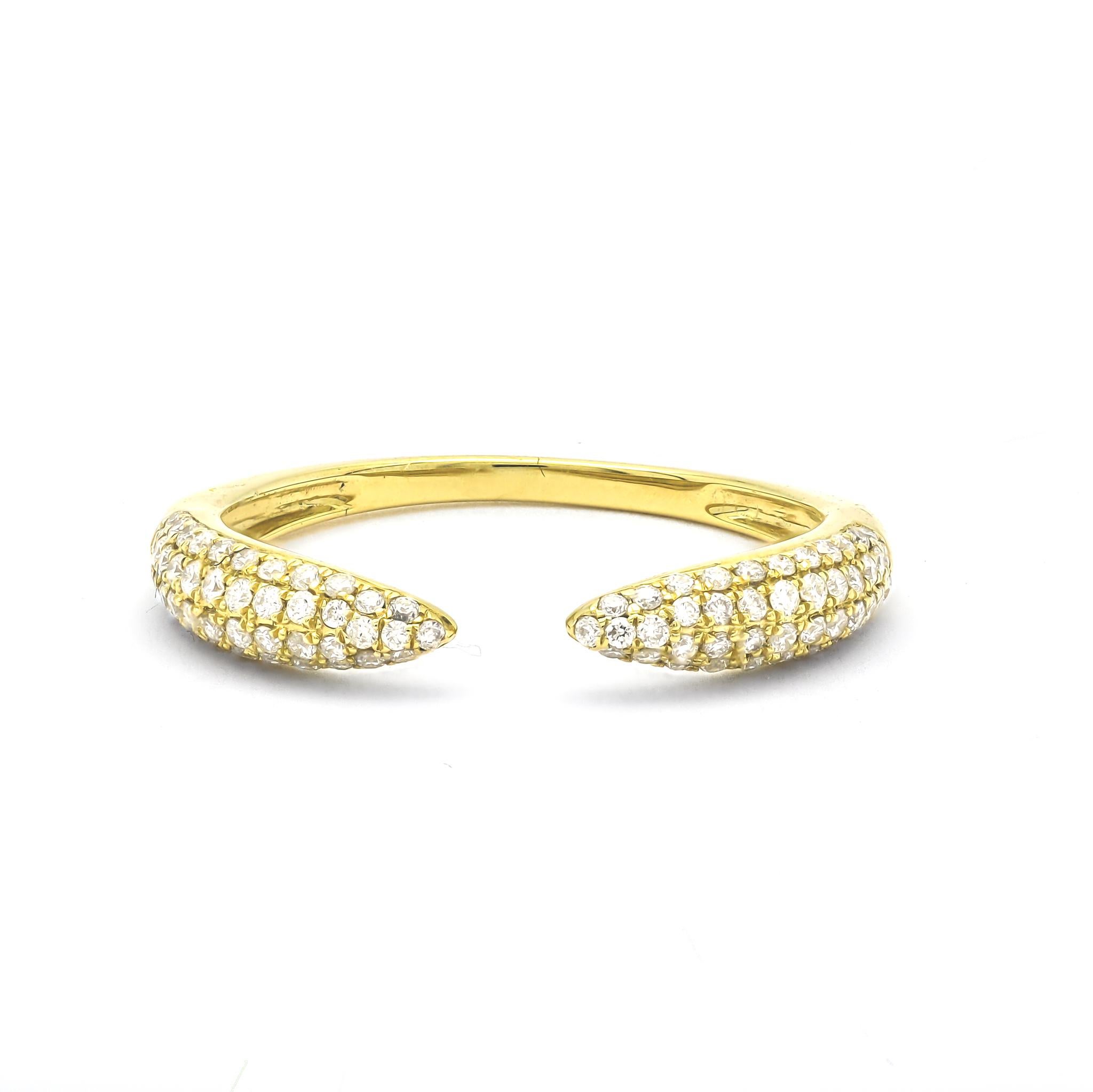 Brilliant Cut Natural Diamond 0.35CT 18Karat Yellow Gold Pavé Ring For Sale