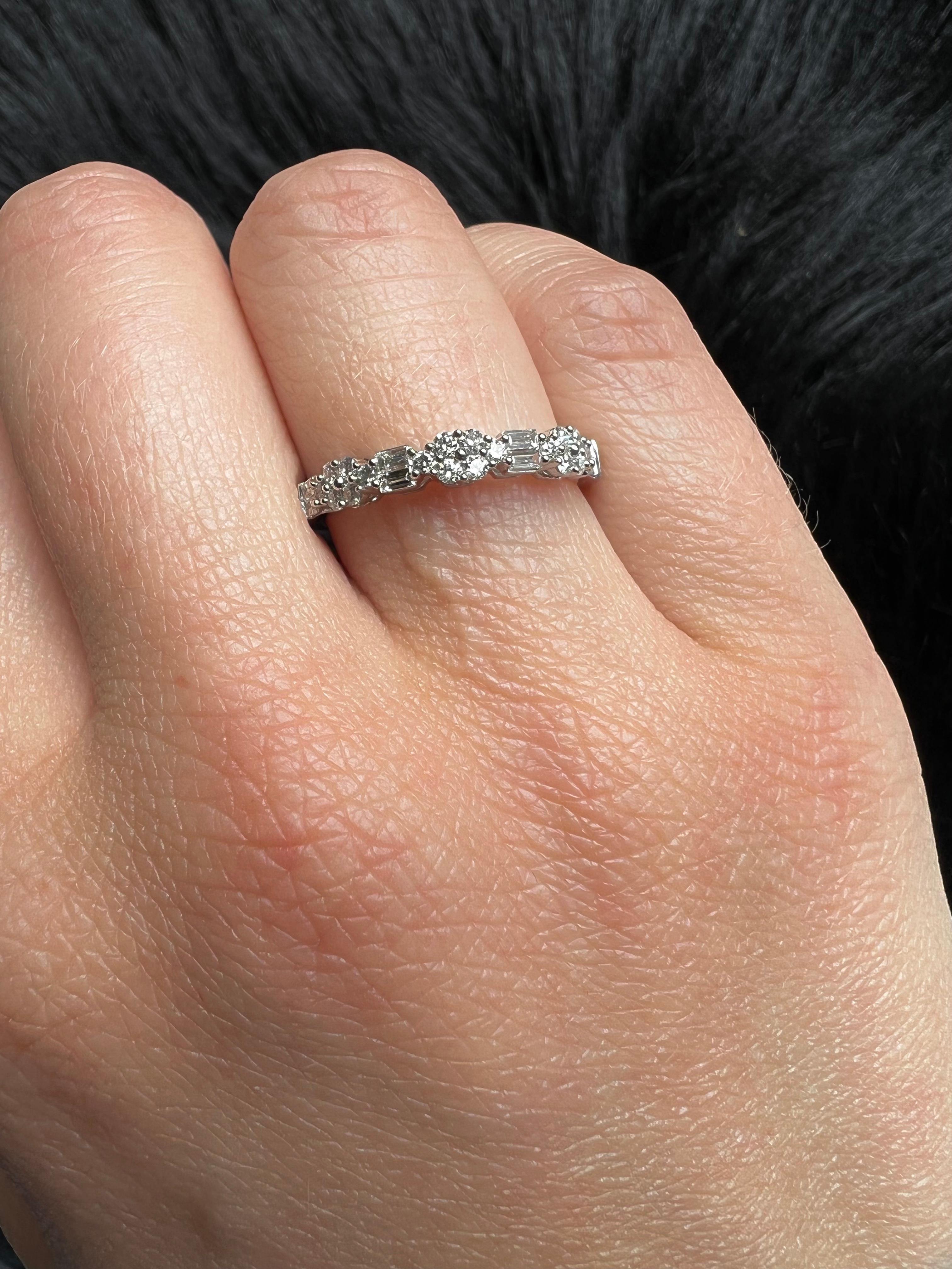 Natural Diamond 0.36 carat 18KT Yellow Gold Cluster Half Eternity Stackable Ring For Sale 4