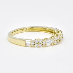Natural Diamond 0.36 carat 18KT Yellow Gold Cluster Half Eternity Stackable Ring