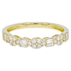 Natural Diamond 0.36 carat 18KT Yellow Gold Cluster Half Eternity Stackable Ring